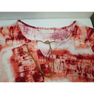 Bobbie Brooks Womens Long Sleeve Tie Dye Soft V neck With Tie‎ 1X Shirt